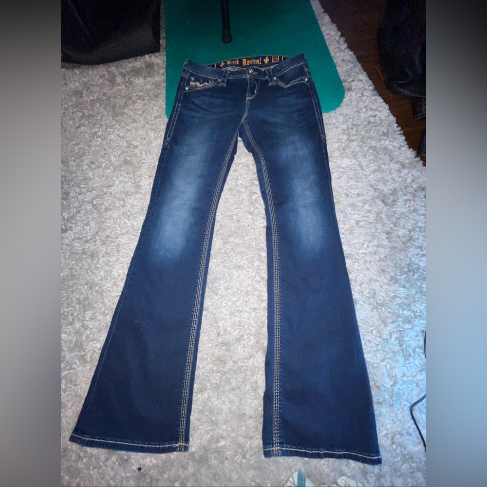 Rock Revival Betty Boot Cut Jeans Women 28x31 Blue Denim Pants Mid